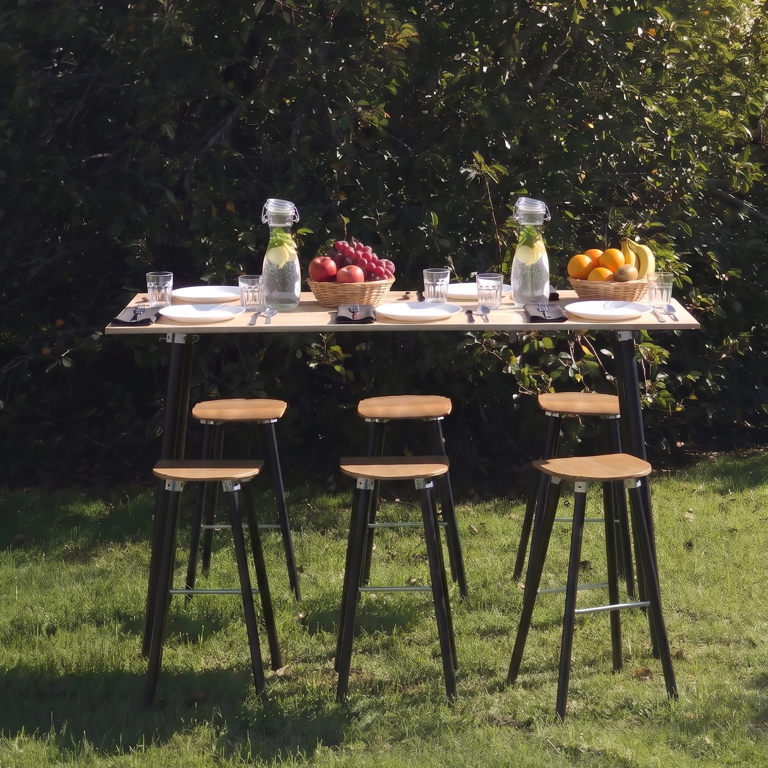 1.8m wooden top standing table for hire