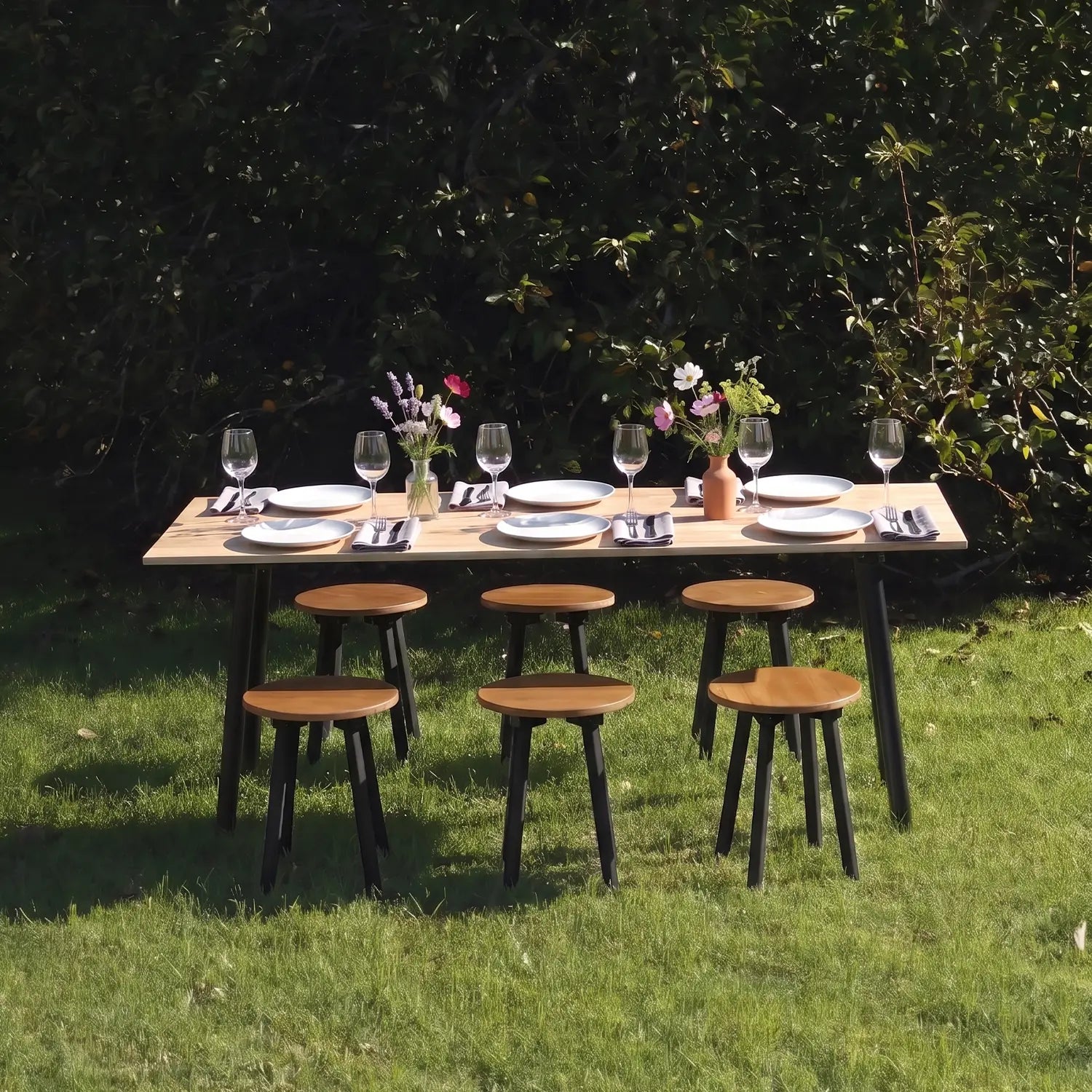1.8m wooden top dining table for hire