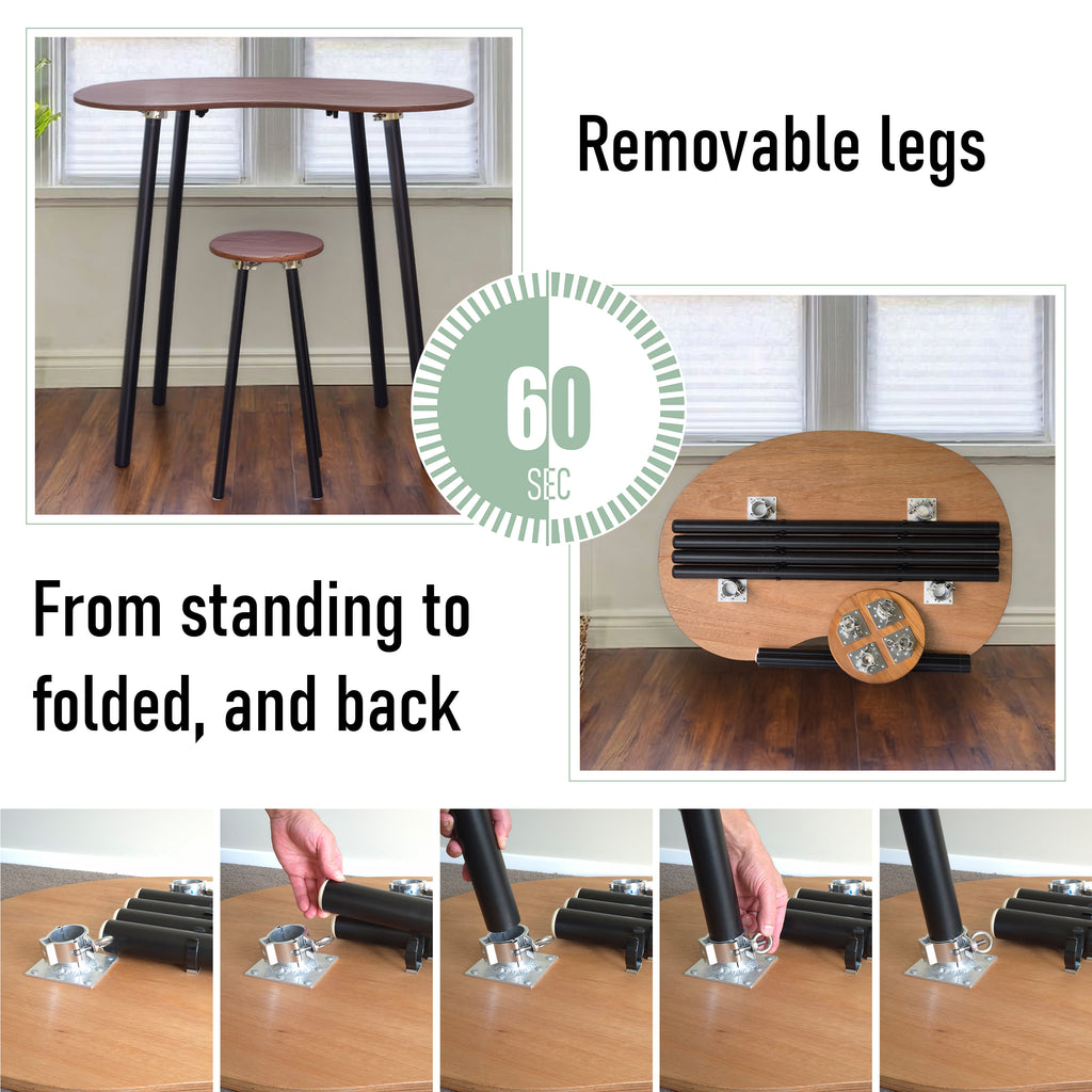 Elegant foldable standing desk with oak top