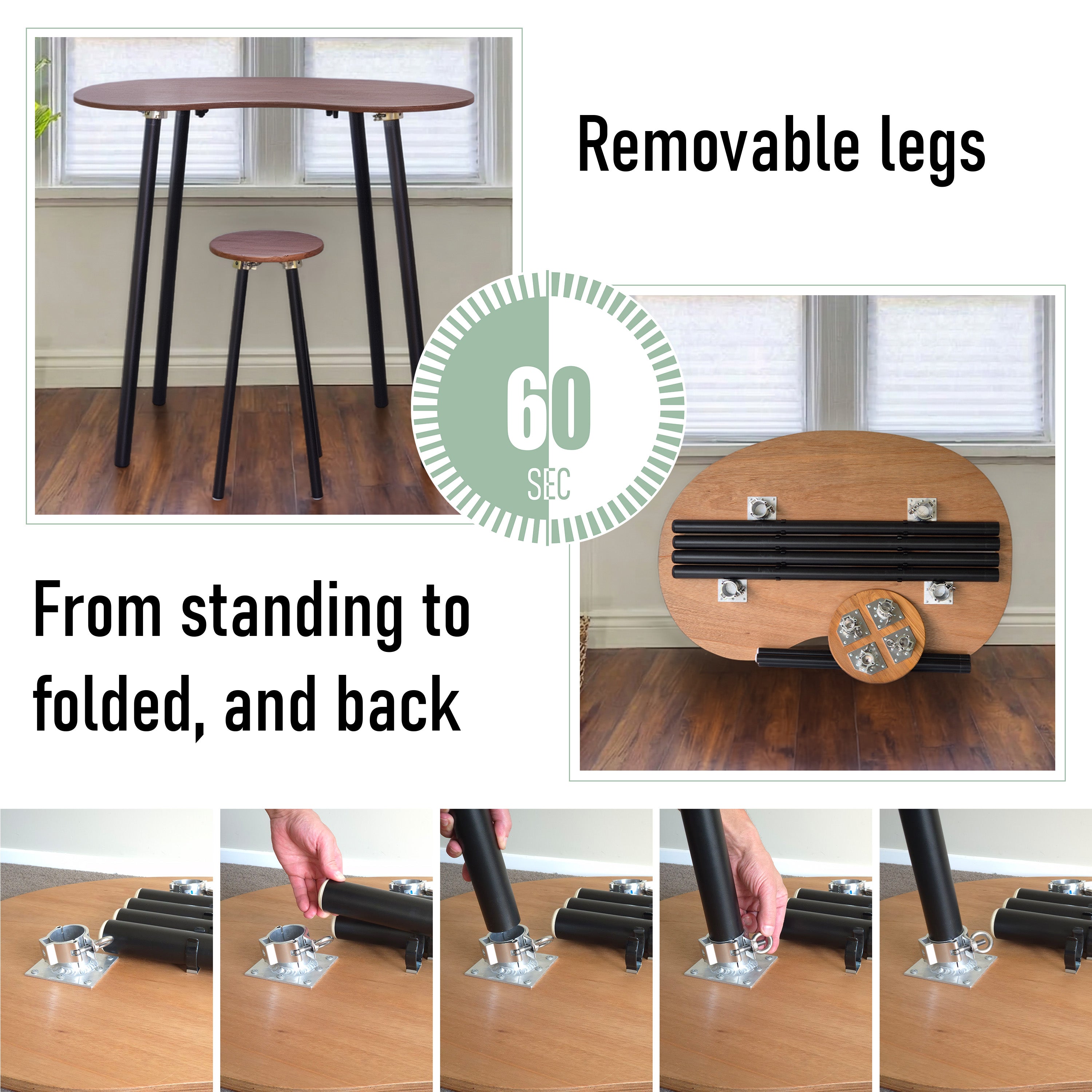 Elegant foldable standing desk with oak top