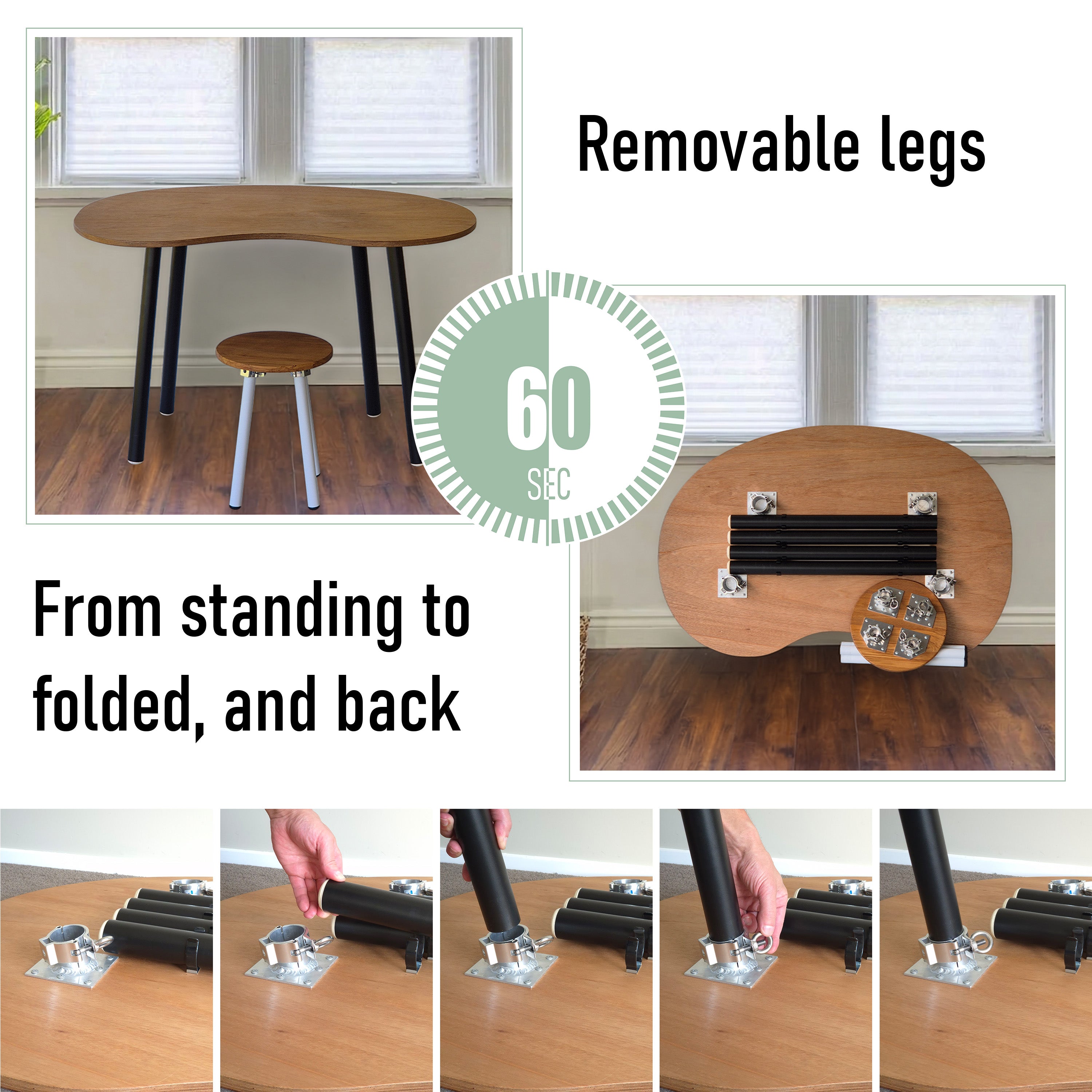 Elegant folding study desk with oak top