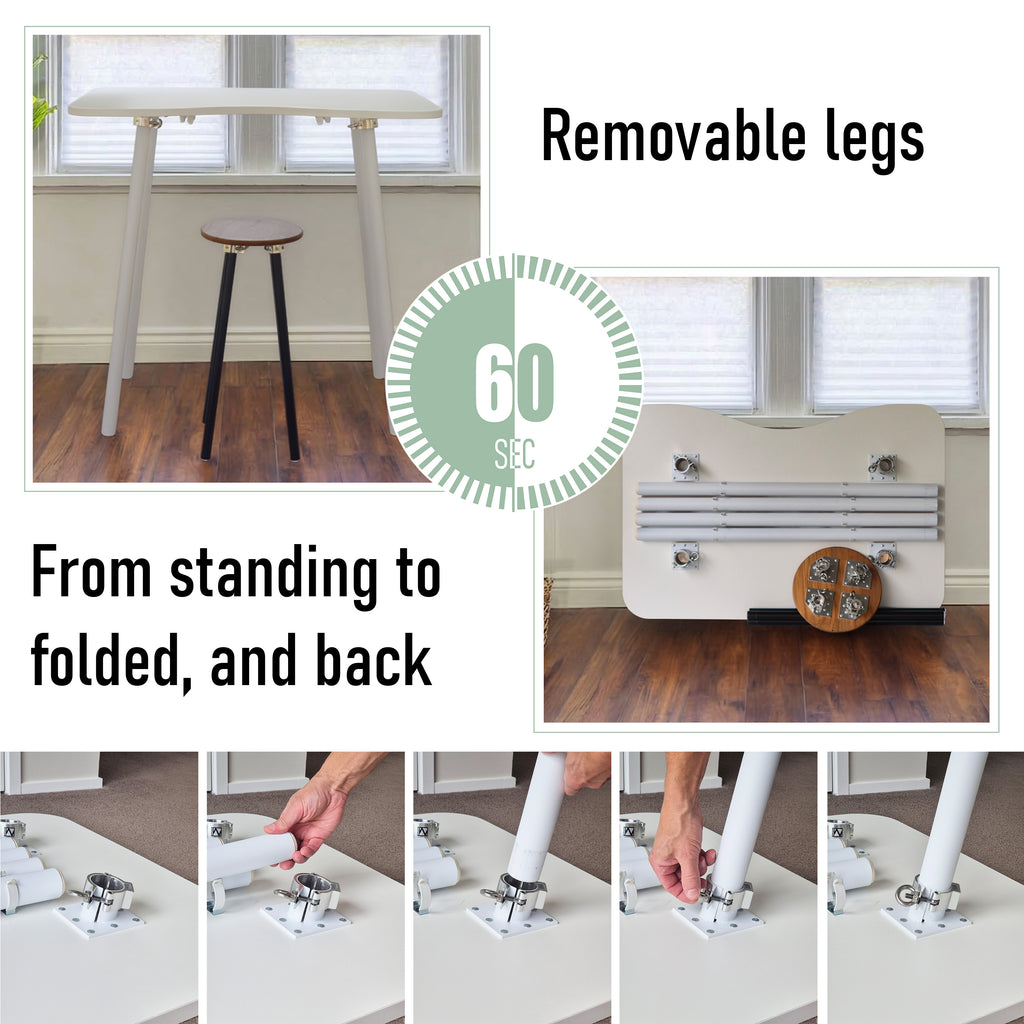 Ergonomic foldable standing desk with white top