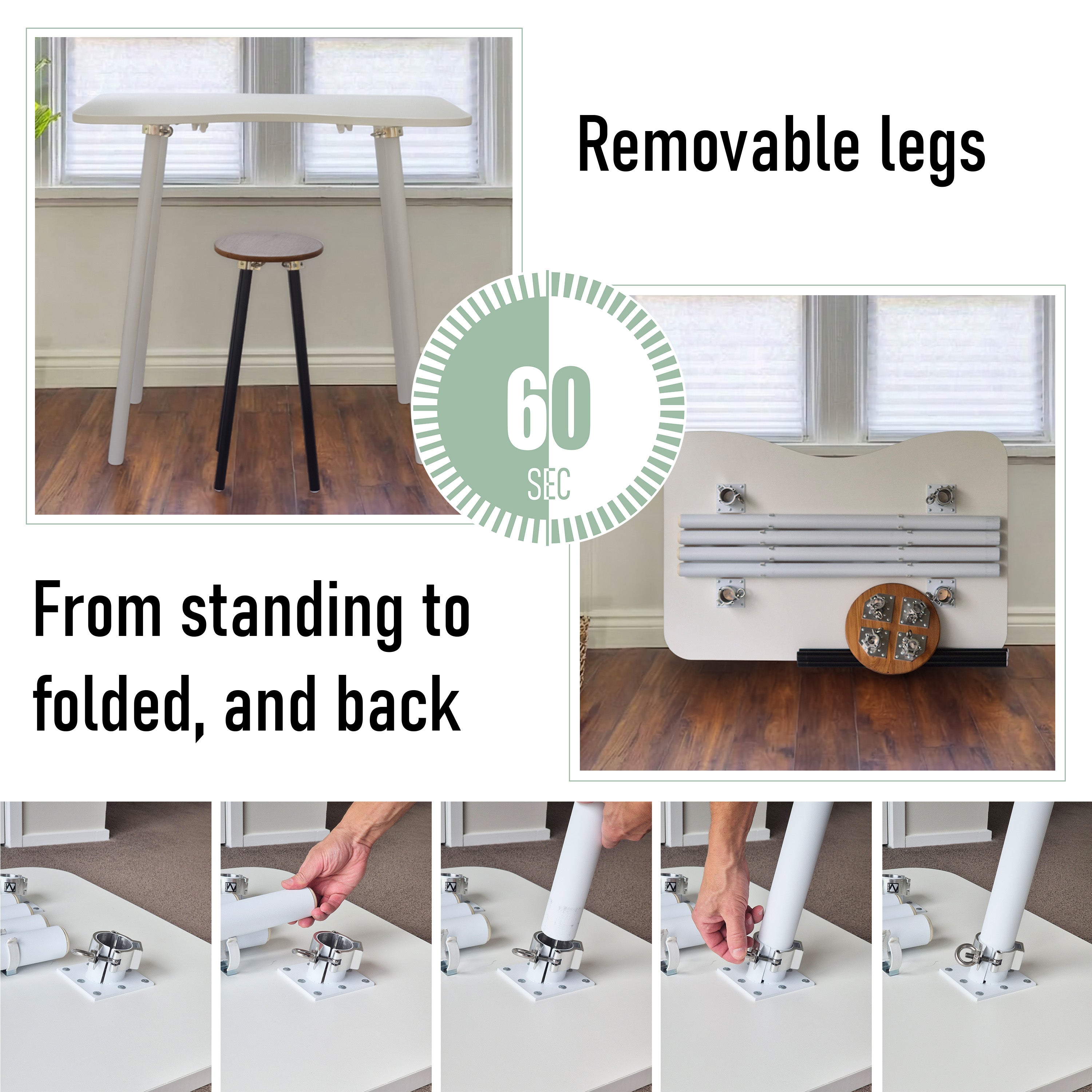 Ergonomic foldable standing desk with white top