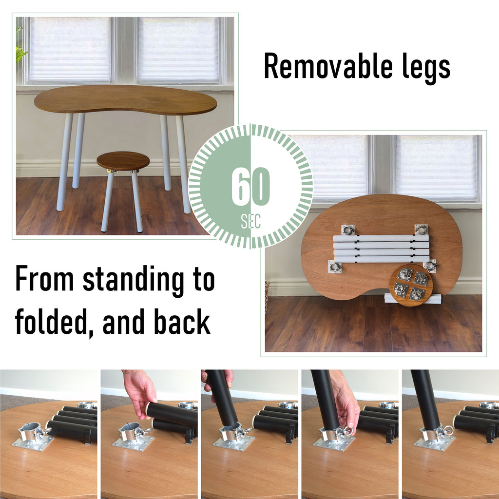 Elegant folding home desk with oak top