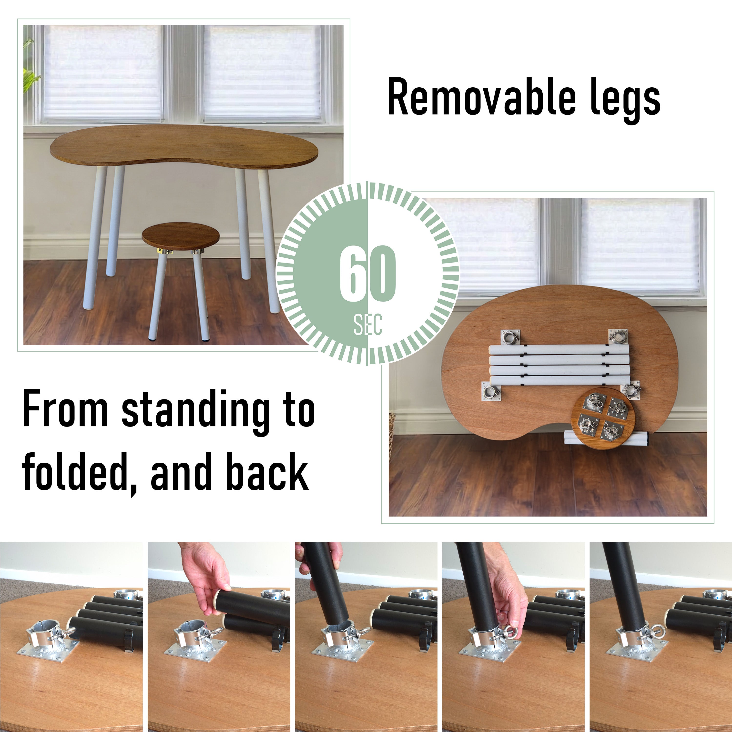 Elegant folding home desk with oak top