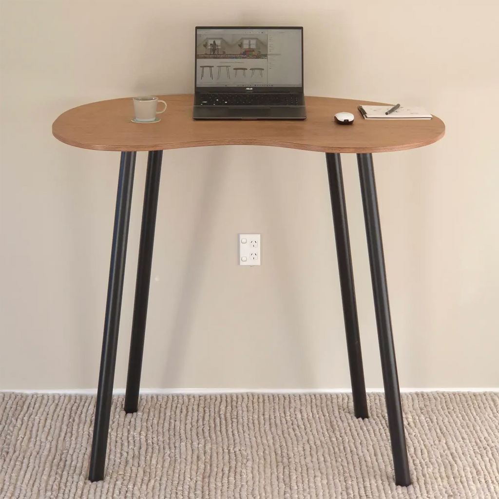 Elegant foldable standing desk with oak top