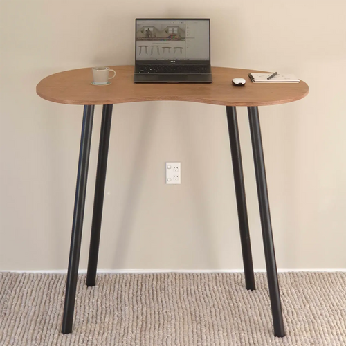 Elegant foldable standing desk with oak top