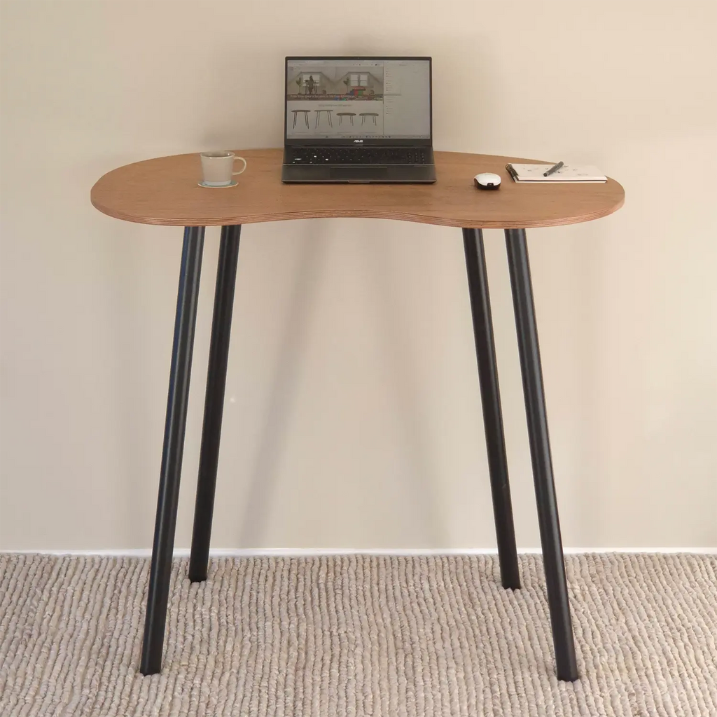 Elegant foldable standing desk with oak top