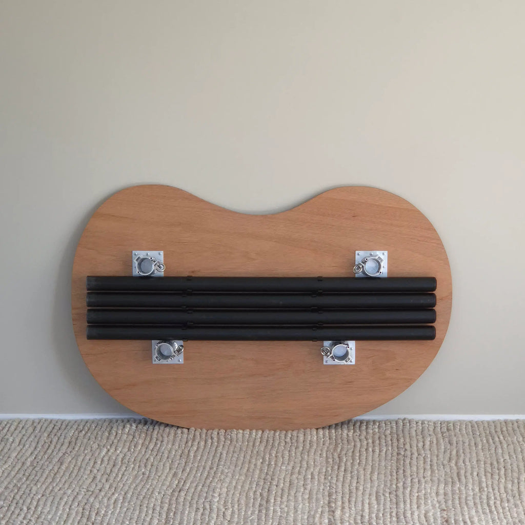 Elegant foldable standing desk with oak top