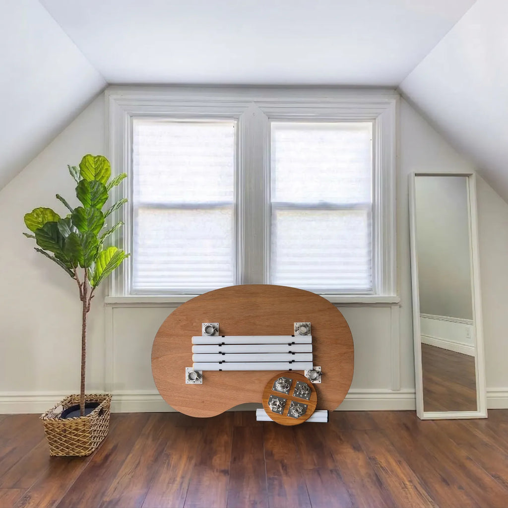 Elegant folding home desk with oak top