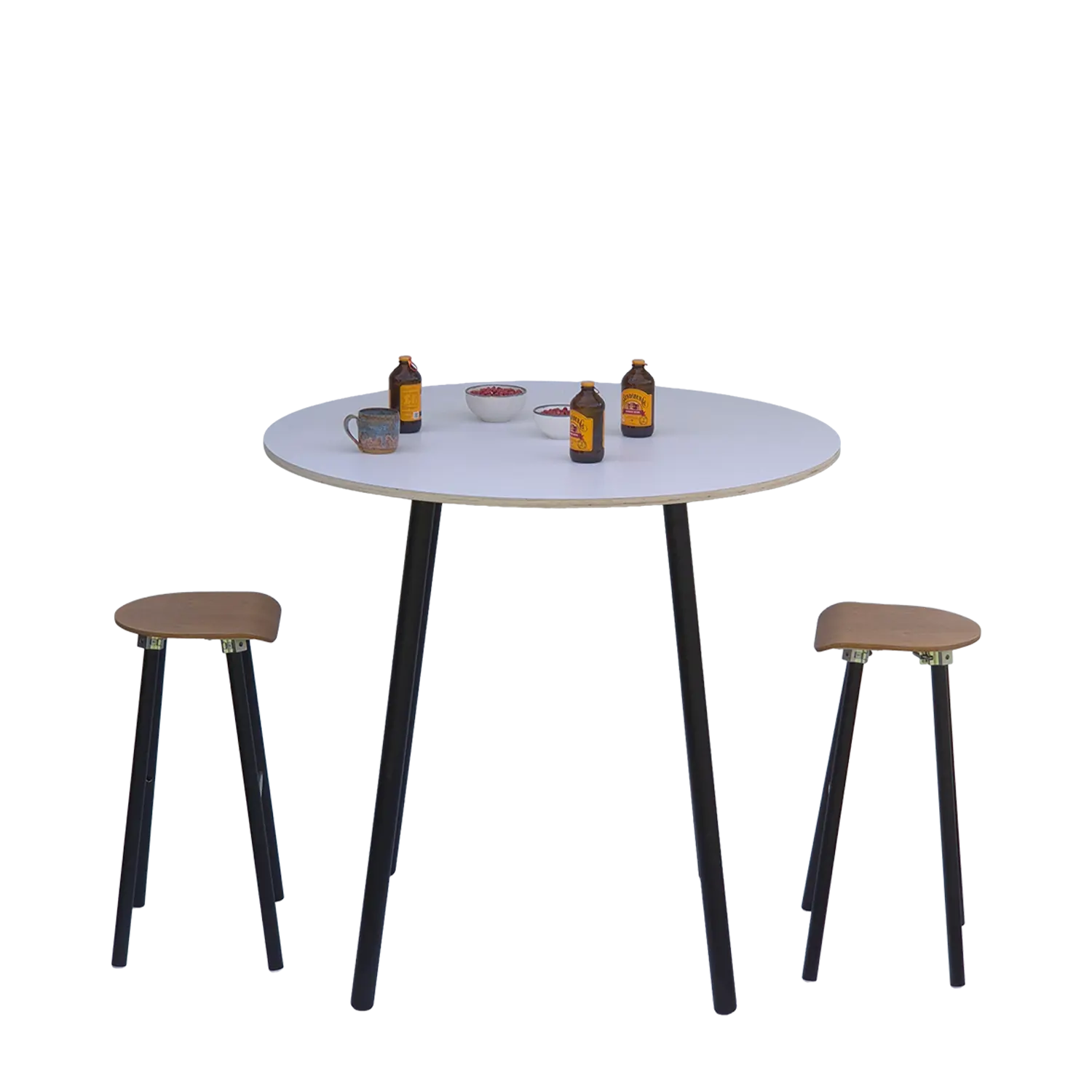 1200mm white round bar leaner table for hire