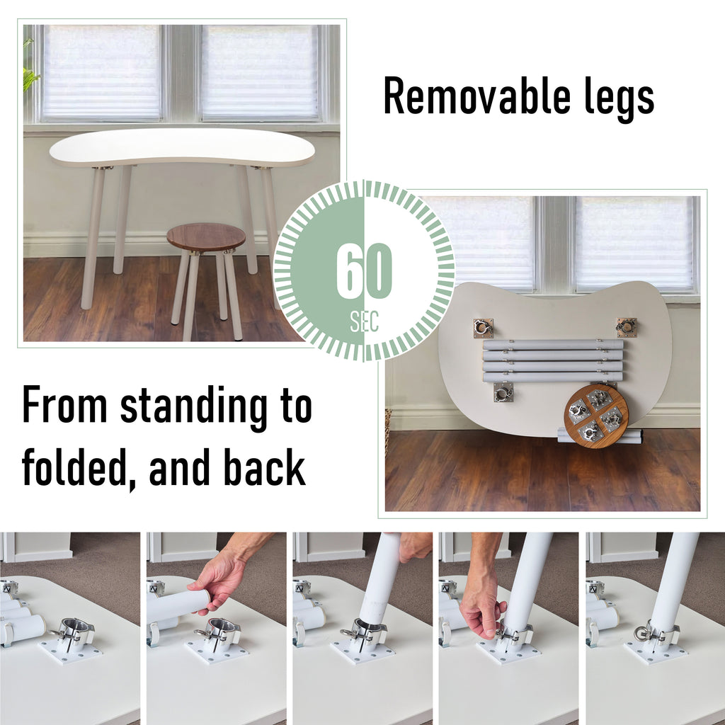 Elegant folding home office desk with white top