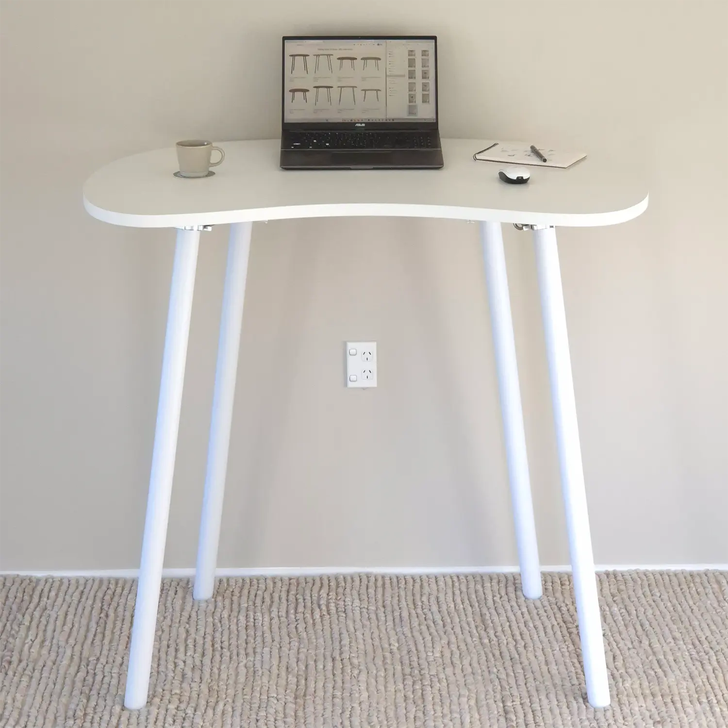 Elegant foldable standing desk with white top