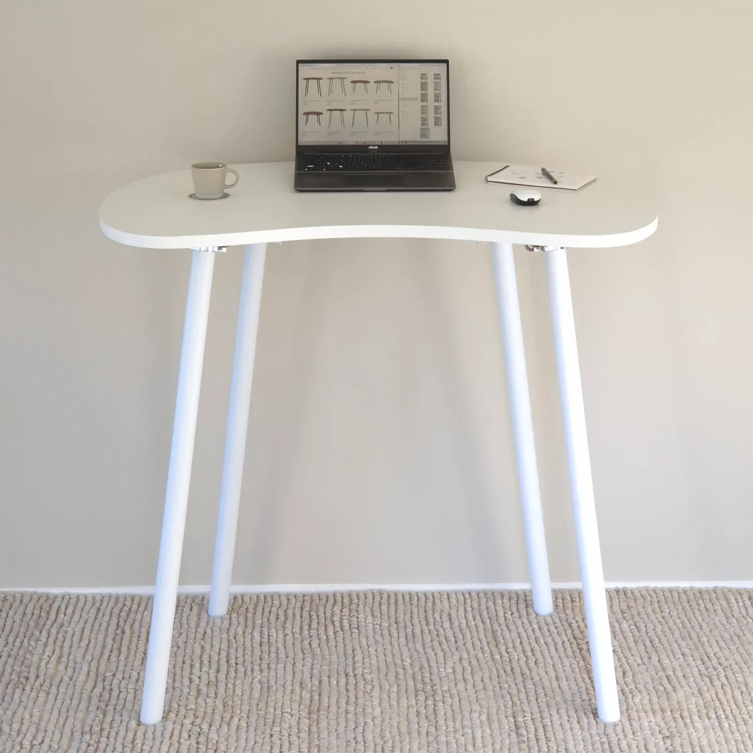 Elegant foldable standing desk with white top