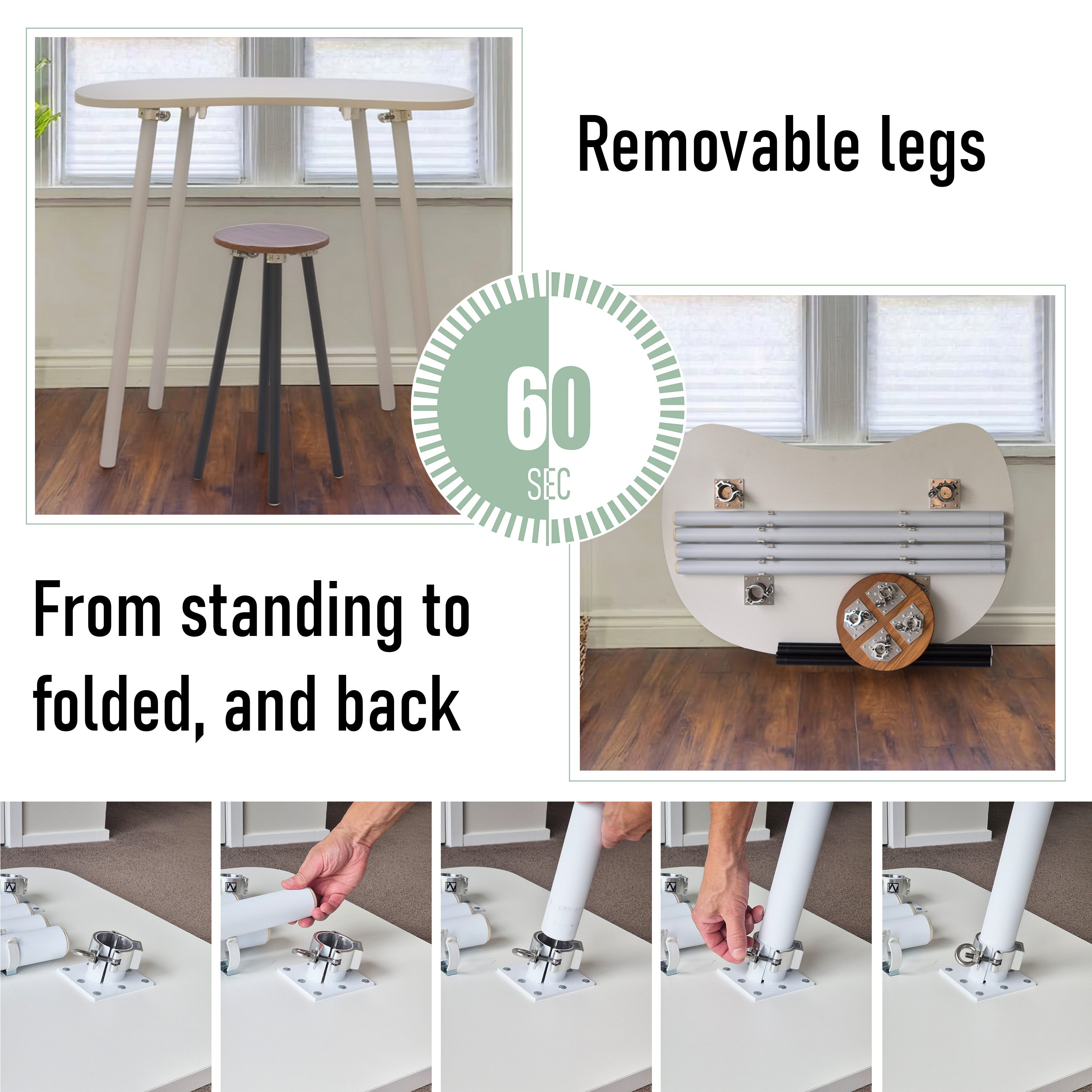 Elegant foldable standing desk with white top