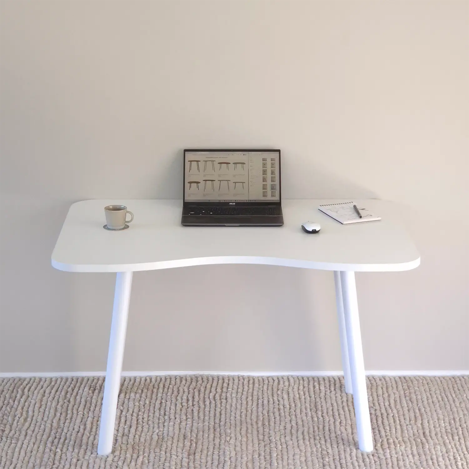 Ergonomic folding home office desk with white top