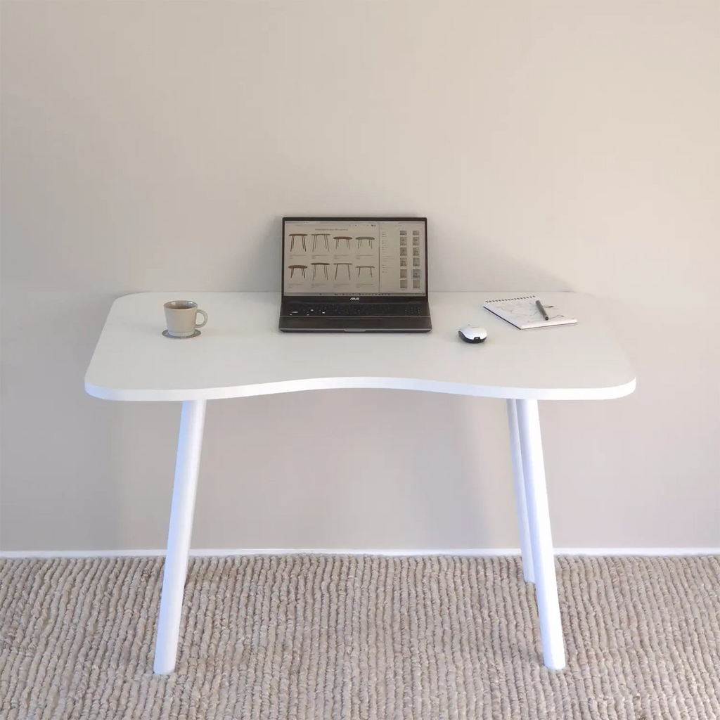 Ergonomic folding home office desk with white top