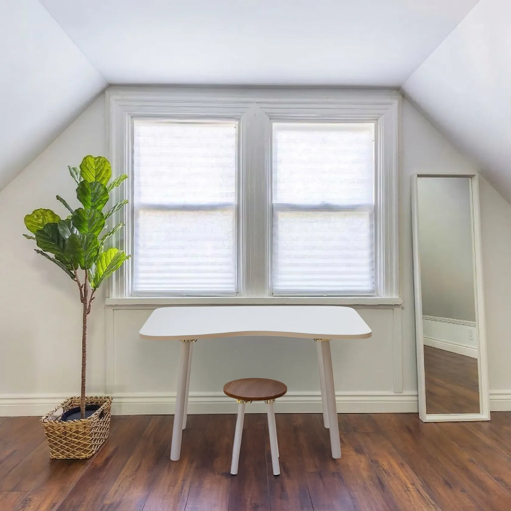 Ergonomic folding home office desk with white top