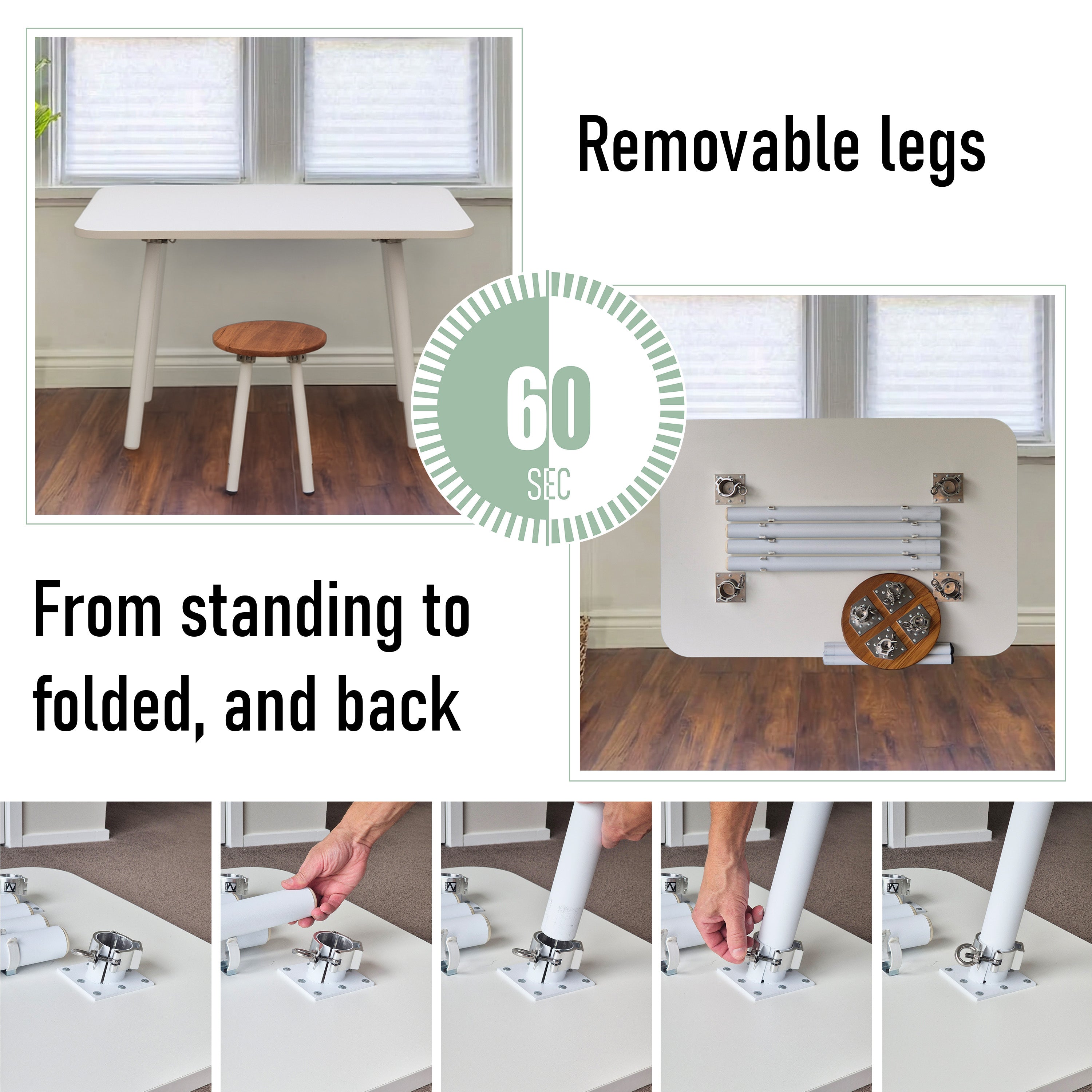 WFH folding desk with white top