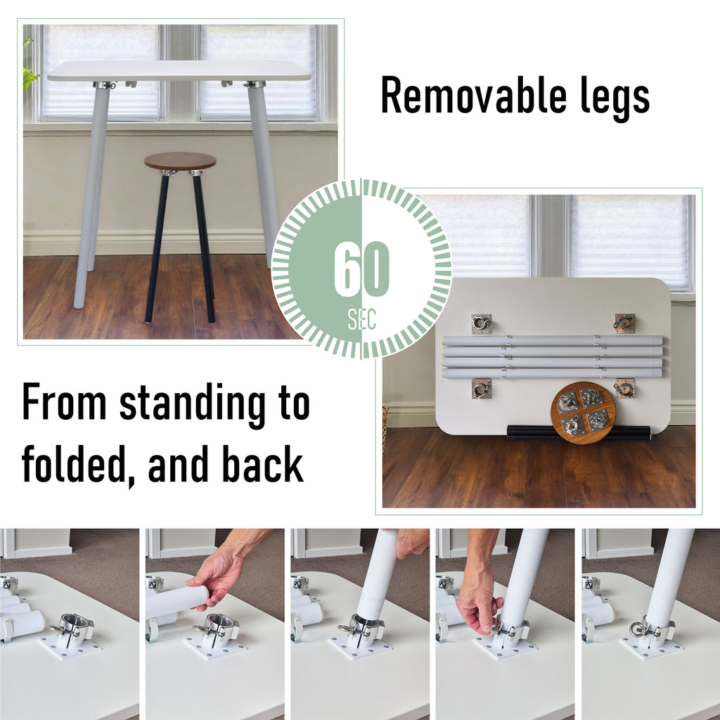 WFH foldable standing desk with white top