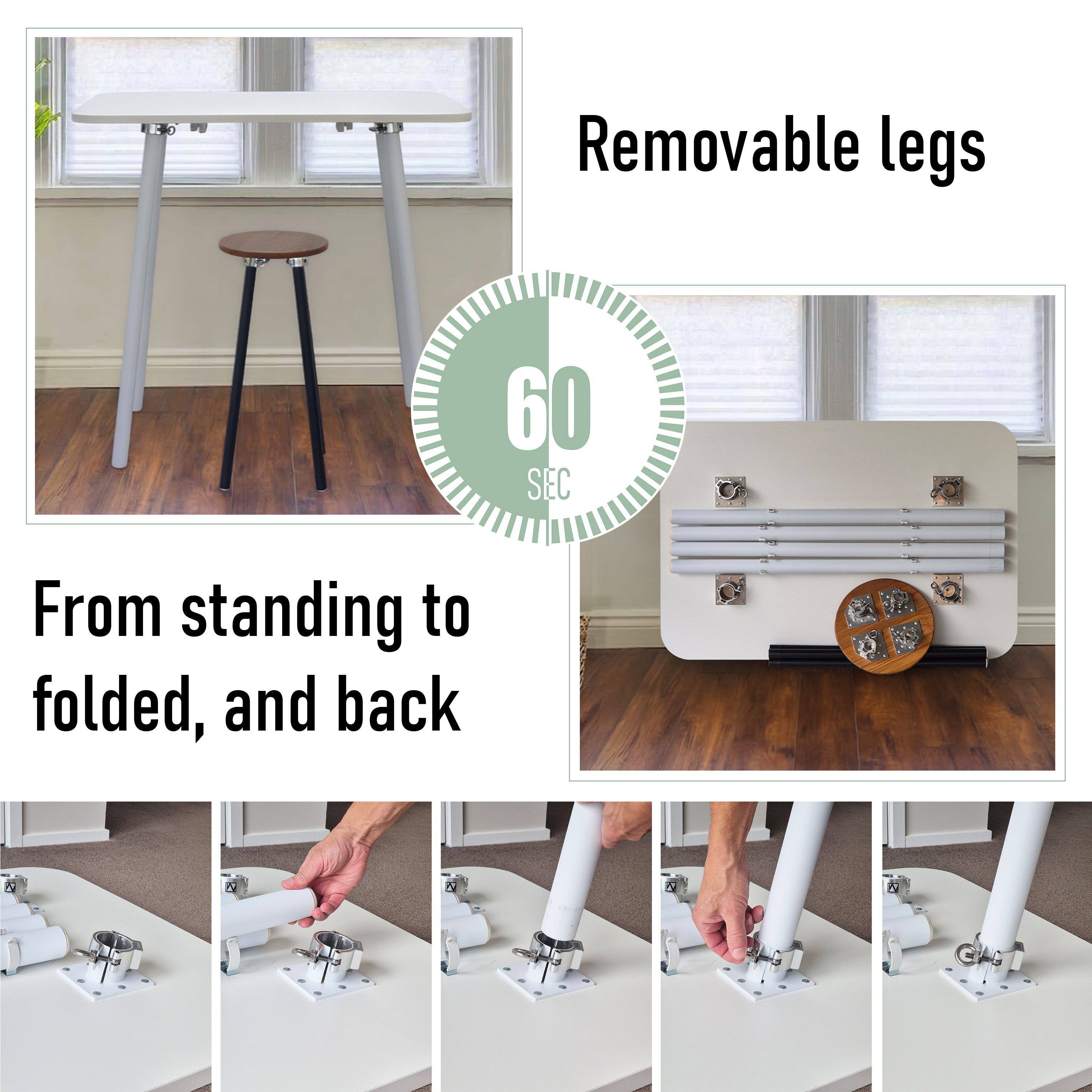WFH foldable standing desk with white top